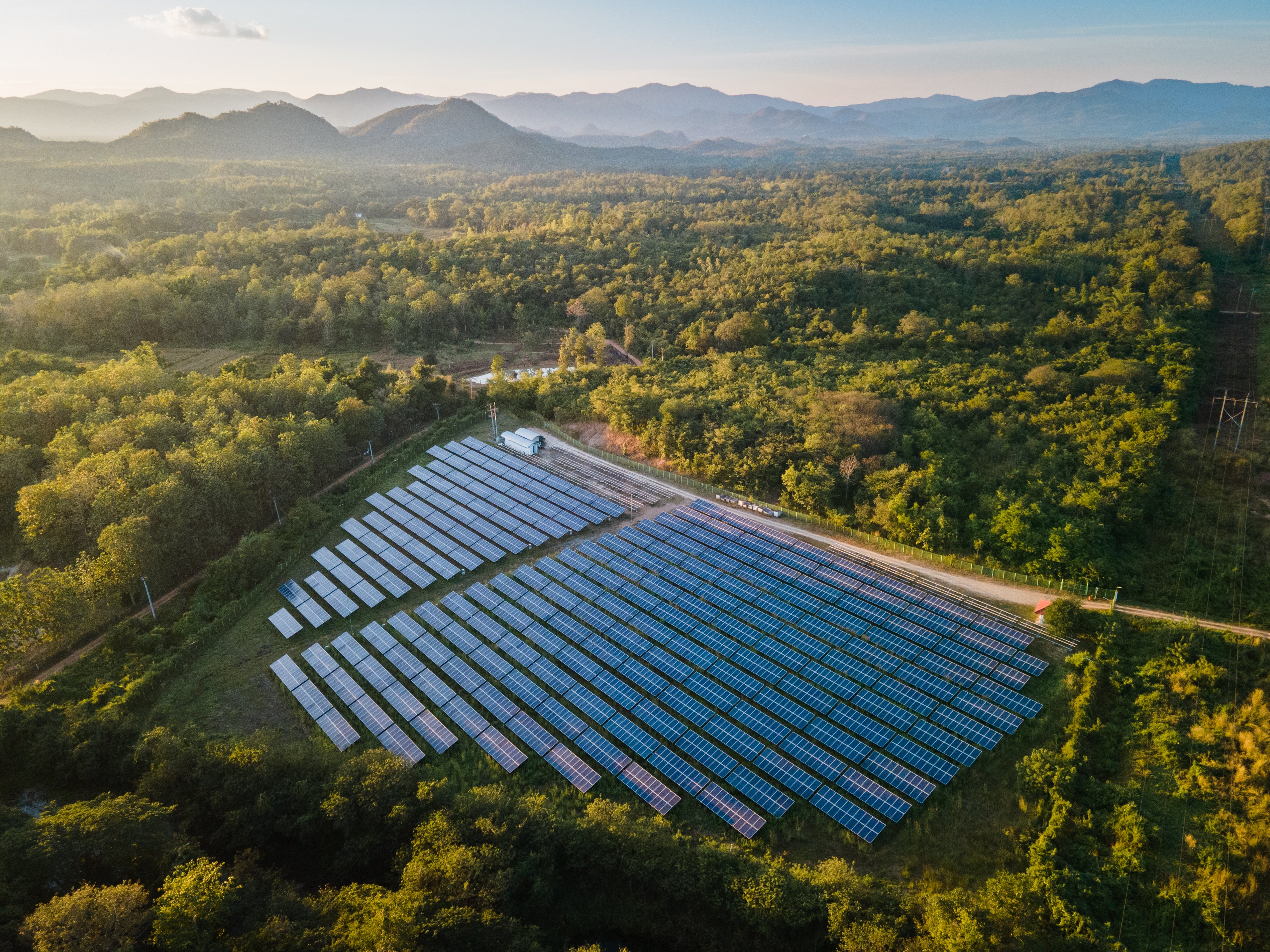 Aerial view of solar power station